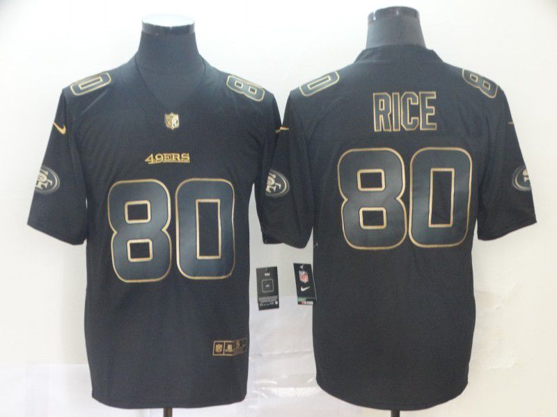 Men San Francisco 49ers #80 Rice Nike Vapor Limited Black Golden NFL Jerseys->oakland raiders->NFL Jersey